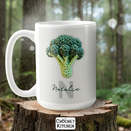 Taza De Café Rara Elegancia Minimalista Crochet Broccoli Nombre
