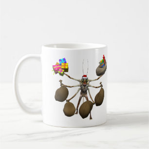 Taza De Café Raro Araña Santa Claus con las manos enteras