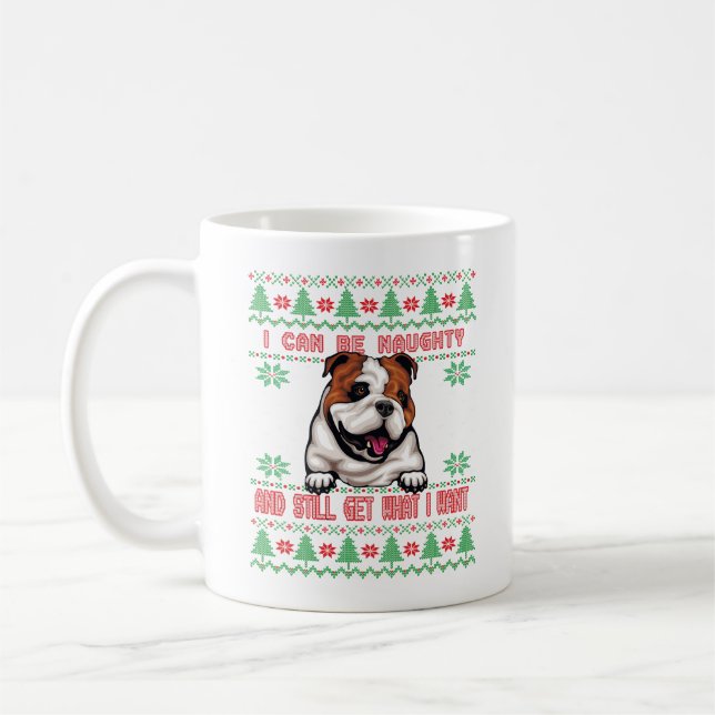 Taza De Café Raro Bulldog inglés Navidades feos suéter (Izquierda)