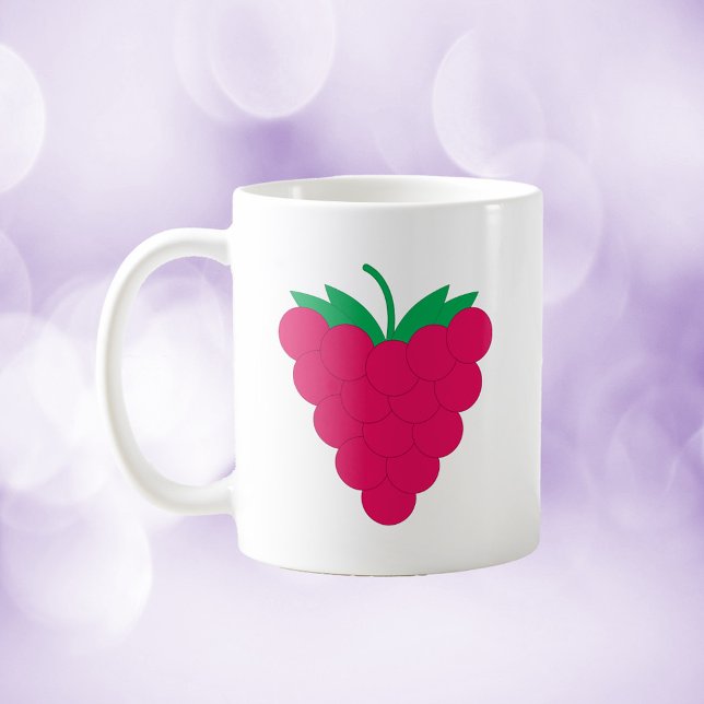 Taza De Café Rasberry Berry Fruit Pink (A mug with a graphic of a pink raspberry with a stem.)
