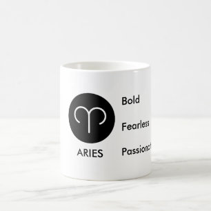 Taza De Café Rasgo de Zodíaco Aries Valiente Apasionado Audaz