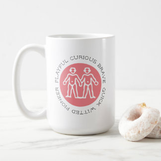 Taza De Café Rasgos de Géminis rosados cúbiertos Zodiac Mug