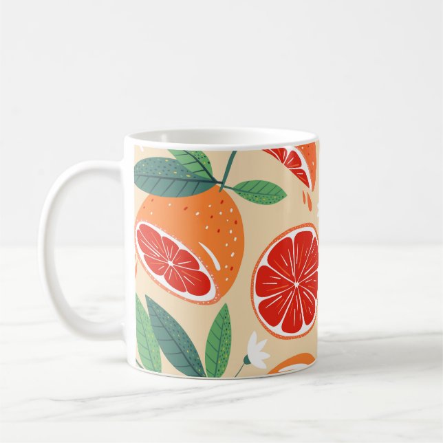 Taza De Café Rasgos de pomelo, diseño moderno y sin costuras. (Izquierda)