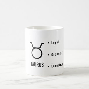 Taza De Café Rasgos Zodiacales de Tauro Astrología Minimalista