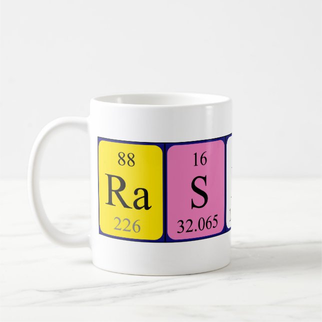 Taza De Café Rashid nombre de tabla periódica mug (Izquierda)
