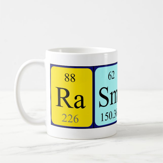 Taza De Café Rasmus nombre de tabla periódica mug (Izquierda)