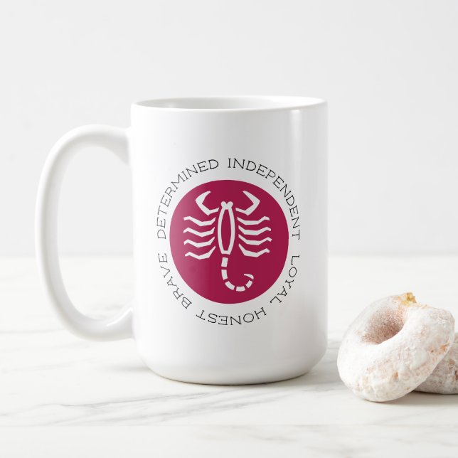 Taza De Café Raspberry Rojo Scorpio Travesías Estrella Zodiac S (Con donut)
