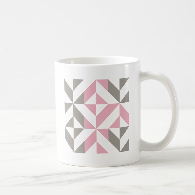 Taza De Café Raspberry rosa y ZigZag geométrico plateado (Derecha)