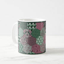 Raspberry y Pine Patchwork Coffee Mug