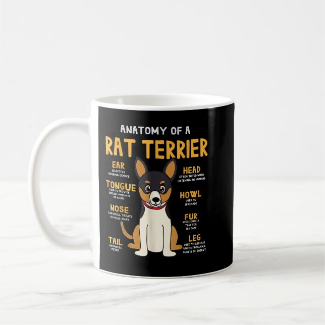 Taza De Café Rat Terrier Anatomy Funny Dog Mom Dad  (Izquierda)