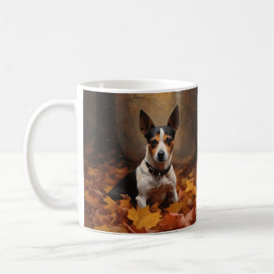 Taza De Café Rat Terrier en otoño inspira caída de hojas
