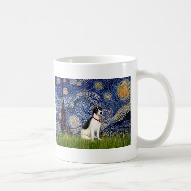 Taza De Café Rat Terrier - Noche estrellada (Derecha)