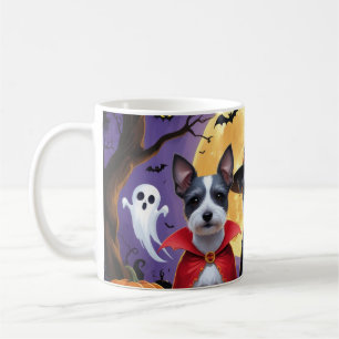 Taza De Café Rat Terrier Perros Calabaza Halloween Graciosa
