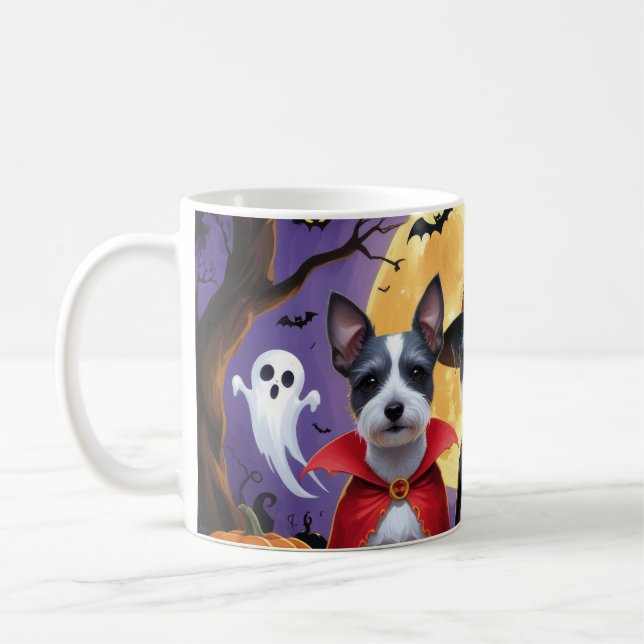 Taza De Café Rat Terrier Perros Calabaza Halloween Graciosa (Izquierda)