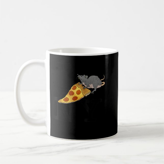 Taza De Café Rata Pizza, amo Nueva York, Pizza, Irónico  (Izquierda)