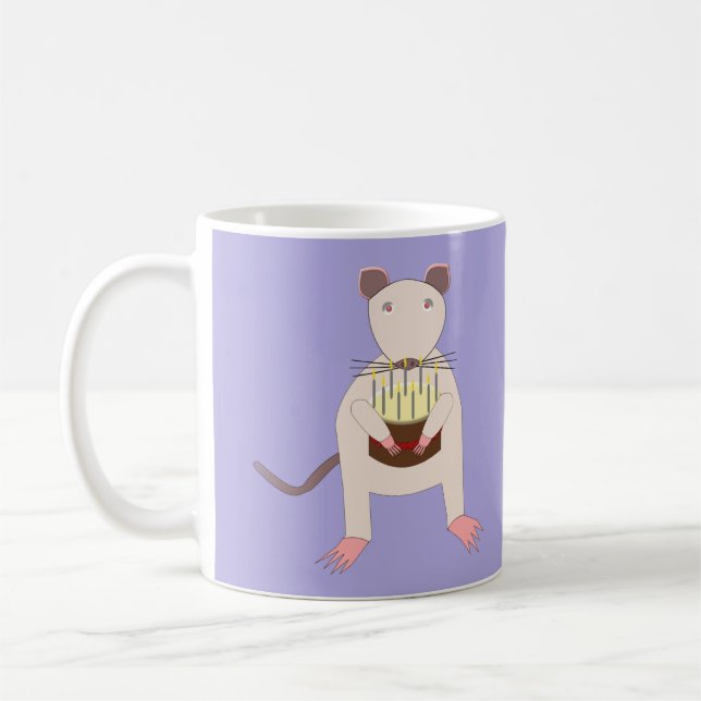 Taza De Café Rata siamesa con pastel de cumpleaños (Izquierda)