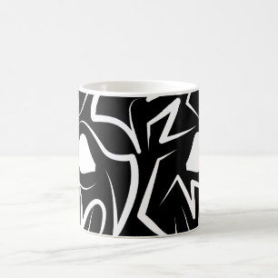Taza De Café Rata tribal negra y blanca