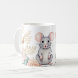 Taza De Café Ratón caprichoso y fantasía floral