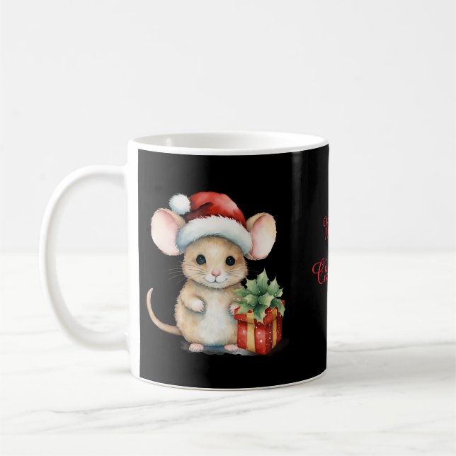 Taza De Café Ratón de Navidad con acuarela (Izquierda)