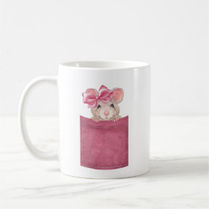 Taza De Café Ratón en el bolsillo. Versión rosa