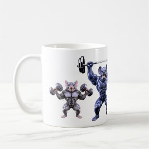 Taza De Café Ratón Fisicoculturista Glossy Gimnasio Entrenamien