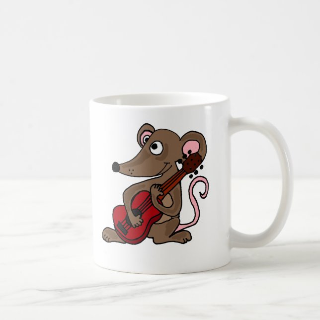 Taza De Café Ratón hilarante del dibujo animado que toca la (Derecha)