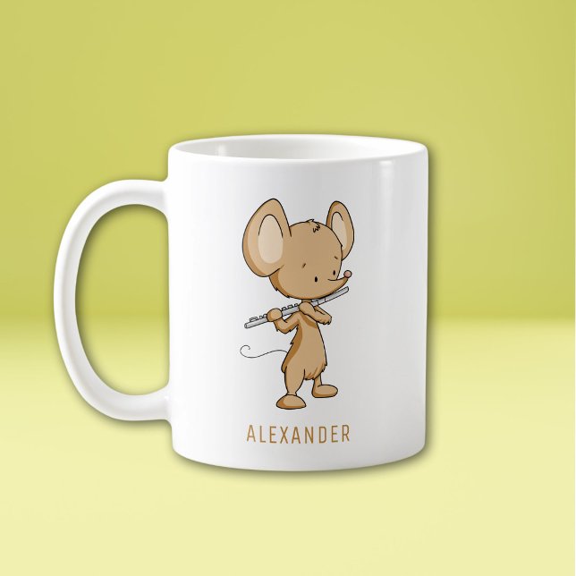 Taza De Café Ratón Lindo Tocando Flauta Personalizado (Subido por el creador)