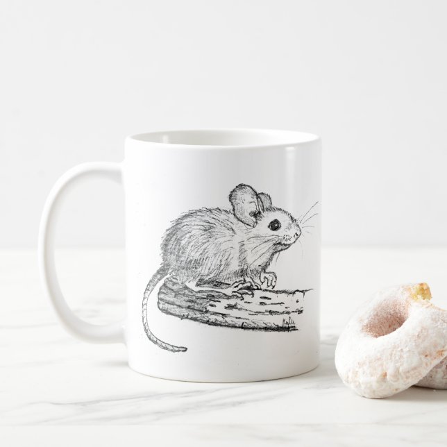 Taza De Café Ratón Pequeño Lápiz (Con donut)