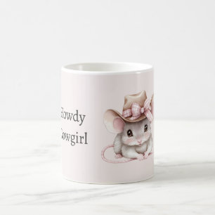 Taza De Café Ratón Vaquera Howdy Rosa