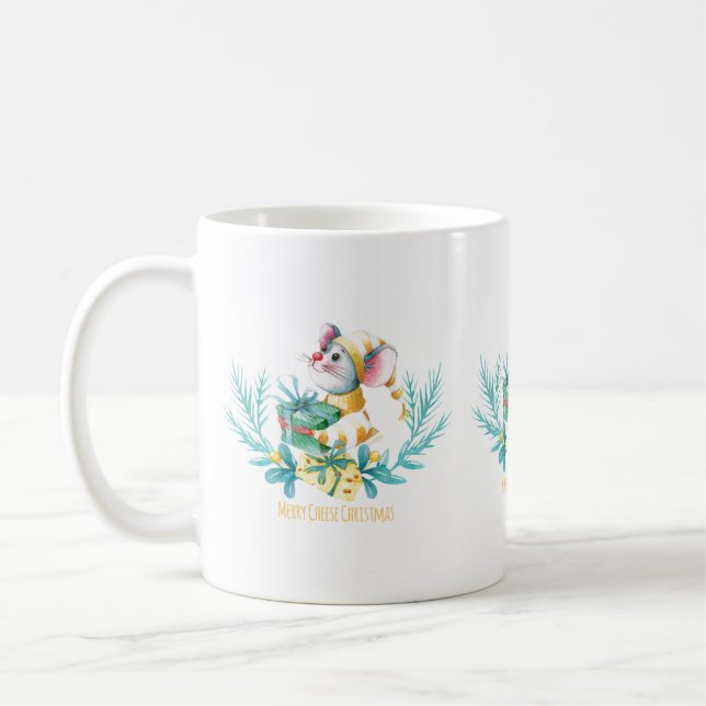 Taza De Café Ratoncito Feliz Navidad Queso (Izquierda)