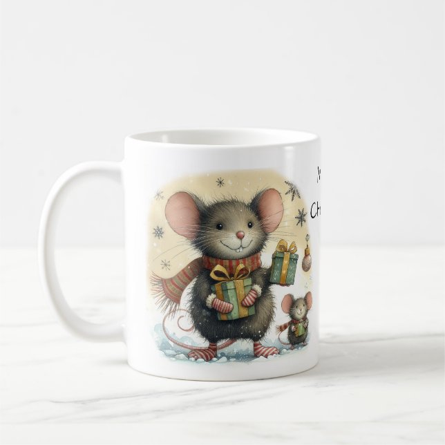 Taza De Café Ratones con regalos envueltos (Izquierda)