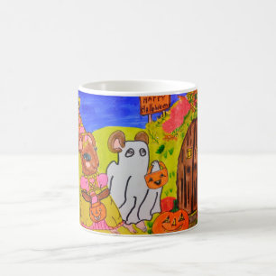 TAZA DE CAFÉ RATONES DE HALLOWEEN PIDIENDO DULCES