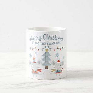 Taza De Café Ratones Navideños Lindos y Árbol