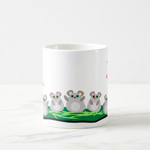 Taza De Café Ratones Personalizados en hierba con flores