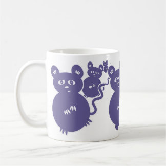 Taza De Café Ratones púrpuras dañosos que se levantan para