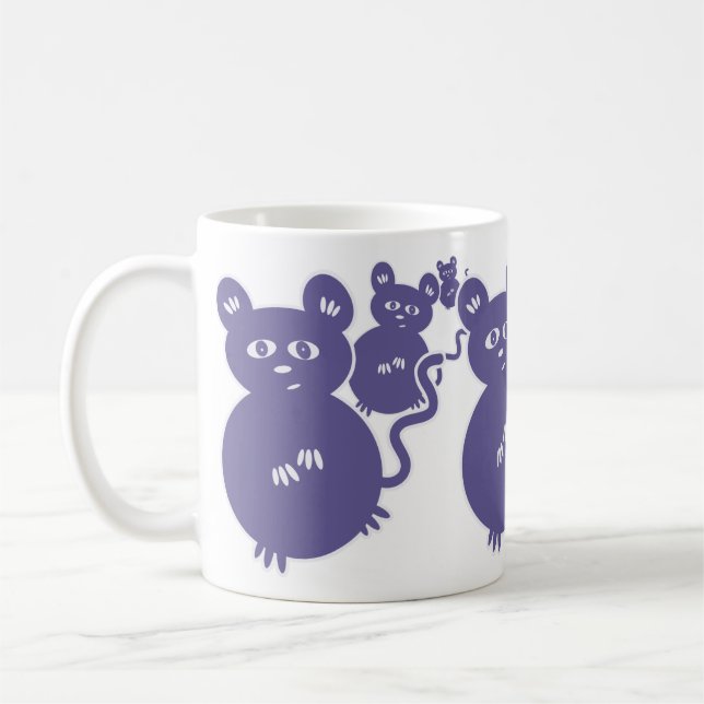 Taza De Café Ratones púrpuras dañosos que se levantan para (Izquierda)