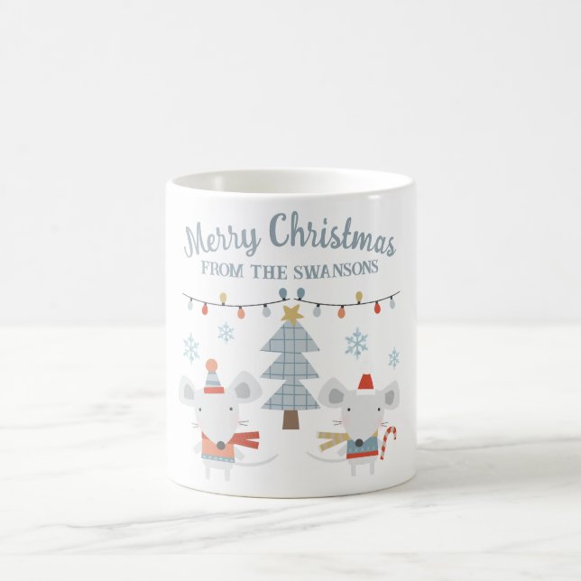 Taza De Café Ratones y árboles de Navidades pequeños (Centro)