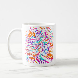 Taza De Café Rave Techno Halloween Bruja Edm Festival Divertido