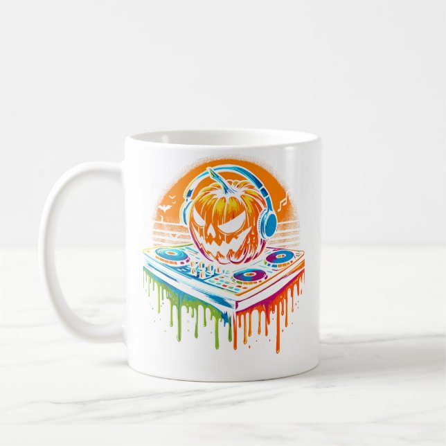 Taza De Café Rave Techno Halloween Pumpkin Edm Festival Funny (Izquierda)
