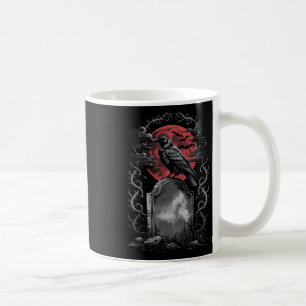 Taza De Café Raven Bird Gothic Raven Cementerio de arte Fantasy