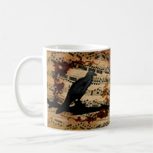 Taza De Café Raven con notas musicales en el vintage ruso