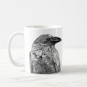 Taza De Café Raven Ilustracion Coffee Mug