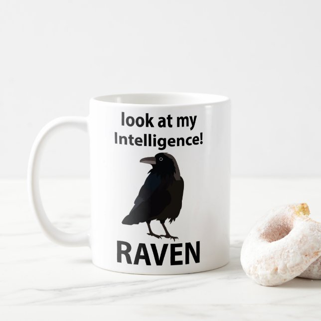 Taza De Café Raven Mira Mi Raven De Inteligencia (Con donut)