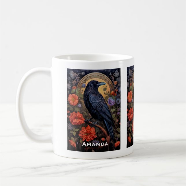 Taza De Café Raven negro oscuro gótico (Izquierda)