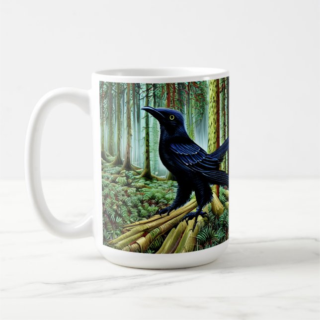 Taza De Café Raven negro rústico de Woodland (Izquierda)