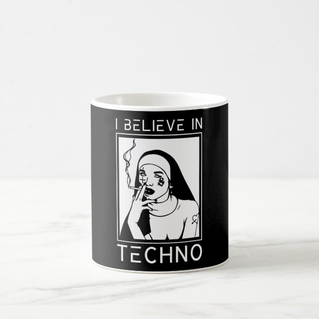 Taza De Café Raver Religion Techno Religion Nun (Centro)