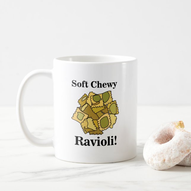 Taza De Café Ravioli Pasta comida italiana (Con donut)