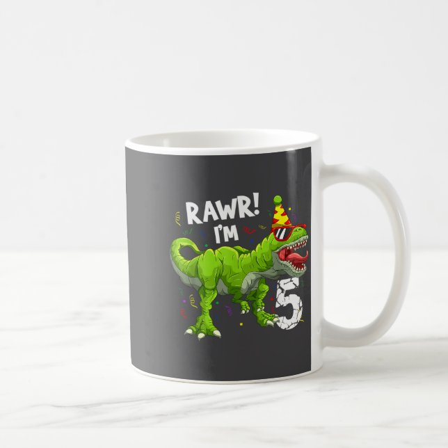Taza De Café Rawr I'm 5 5th Birthday T Rex Dinosaur Funny Party (Derecha)