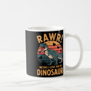 Taza De Café Rawr Significa Que Te Amo En Dinosaurio Vintage Va