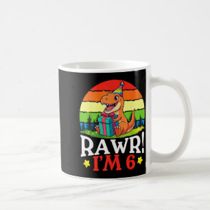 Taza De Café Rawr tengo 6 años feliz cumpleaños 6 dinosaurio
